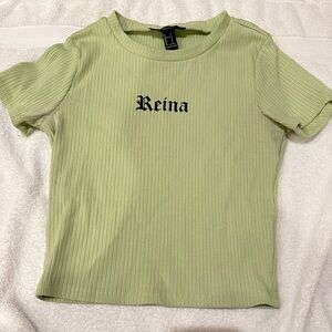 Forever 21 green ribbed women top